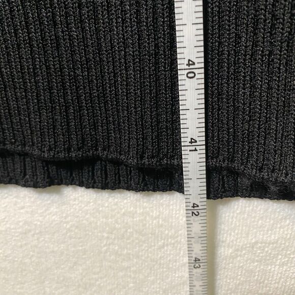 Anthropologie Black Rib Knit Maxi Skirt Side Slits Pull-On Stretch Size Large - Picture 10 of 10